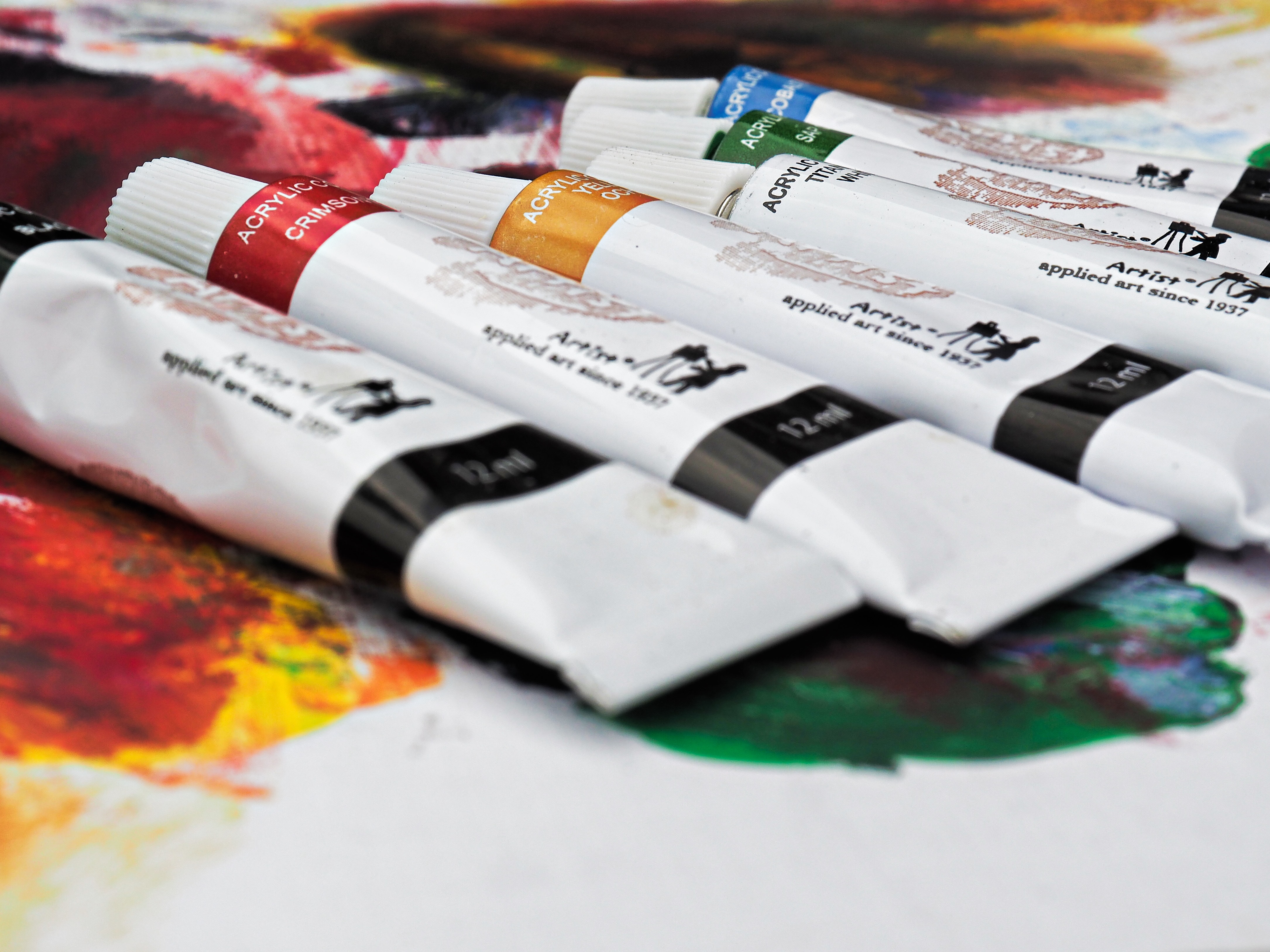 Colorful Acrylic Paint Tubes