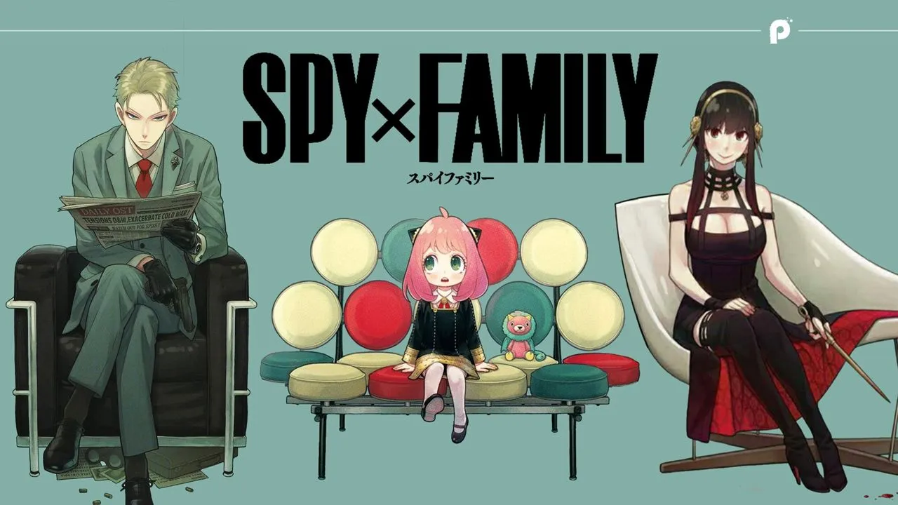 spy x family banner with the Forger family