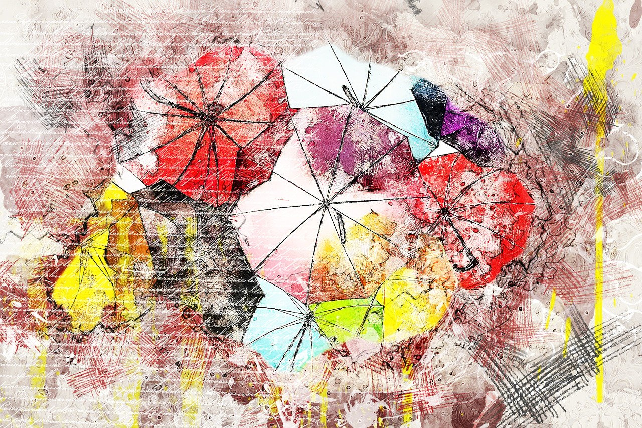 an umbrella collage